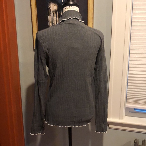 Very J Charcoal Cabbage-Hem Turtleneck Knit Top - Picture 6 of 8